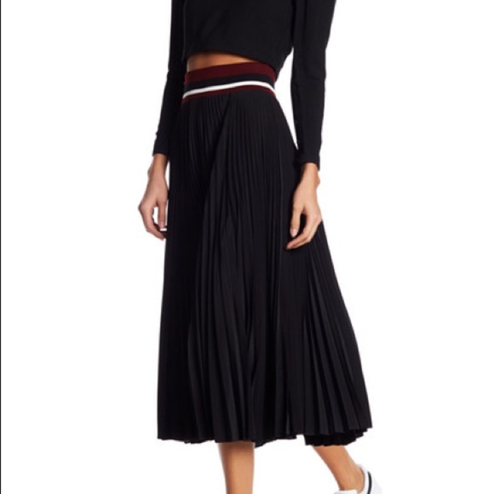 Pleated Skirt w/ Striped Waistband